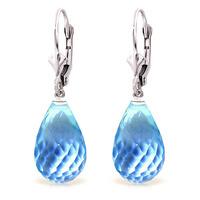 Blue Topaz Briolette Drop Earrings 28.0ctw in 9ct White Gold