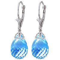 Blue Topaz Crown Briolette Drop Earrings 20.5ctw in 9ct White Gold