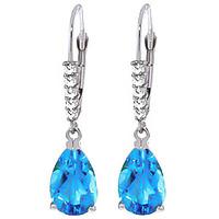 blue topaz and diamond belle drop earrings 30ctw in 9ct white gold