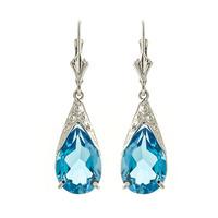 Blue Topaz Snowcap Drop Earrings 12.0ctw in 9ct White Gold