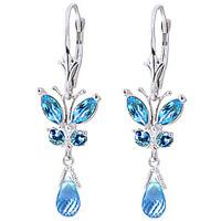 Blue Topaz Butterfly Drop Earrings 2.74ctw in 9ct White Gold