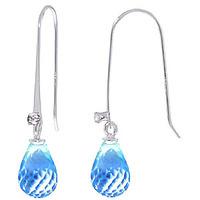 Blue Topaz and Diamond Drop Earrings 1.35ctw in 9ct White Gold