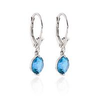 Blue Topaz Drop Earrings 3.1ctw in 9ct White Gold