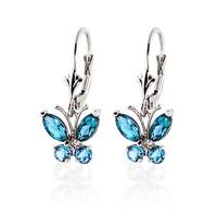 Blue Topaz Butterfly Drop Earrings 1.24ctw in 9ct White Gold