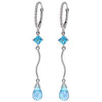 Blue Topaz Twist Drop Earrings 3.5ctw in 9ct White Gold