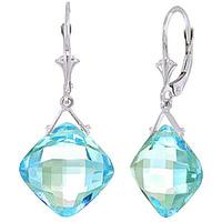 Blue Topaz Deflection Drop Earrings 17.5ctw in 9ct White Gold