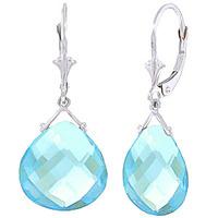 Blue Topaz Star Heart Drop Earrings 17.0ctw in 9ct White Gold