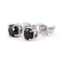 Black Diamond Stud Earrings in 9ct White Gold