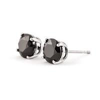 Black Diamond Stud Earrings in 9ct White Gold