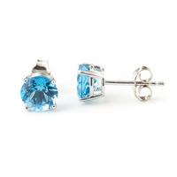 Blue Topaz Stud Earrings 3.1ctw in 9ct White Gold