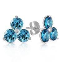 Blue Topaz Trinity Stud Earrings 1.5ctw in 9ct White Gold