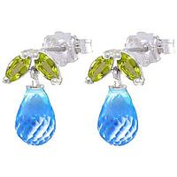 blue topaz and peridot snowdrop stud earrings 34ctw in 9ct white gold