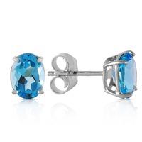 Blue Topaz Stud Earrings 1.8ctw in 9ct White Gold