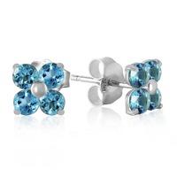 Blue Topaz Clover Stud Earrings 1.15ctw in 9ct White Gold