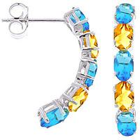 Blue Topaz and Citrine Linear Stud Earrings 2.5ctw in 9ct White Gold