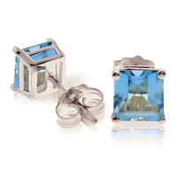 Blue Topaz Stud Earrings 1.75ctw in 9ct White Gold