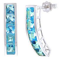 Blue Topaz Channel Set Stud Earrings 4.5ctw in 9ct White Gold