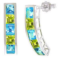 blue topaz and peridot channel set stud earrings 45ctw in 9ct white go ...