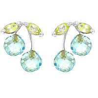 blue topaz and peridot cherry drop stud earrings 29ctw in 9ct white go ...