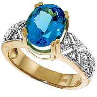 blue topaz and diamond renaissance ring 30ct in 9ct gold