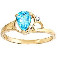 Blue Topaz and Diamond Ring 0.65ct in 9ct Gold