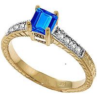 Blue Topaz and Diamond Shoulder Set Ring 0.5ct in 9ct Gold