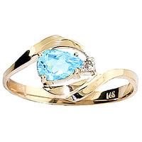 Blue Topaz and Diamond Ring 0.5ct in 9ct Gold