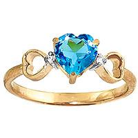 Blue Topaz and Diamond Trinity Ring 0.95ct in 9ct Gold