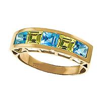 Blue Topaz and Peridot Ring 2.25ctw in 9ct Gold