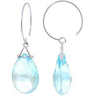 Blue Topaz Eclipse Briolette Circle Wire Earrings 10.2ctw in 9ct White Gold