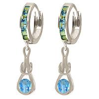 Blue Topaz Loop Knot Huggie Earrings 1.2ctw in 9ct White Gold