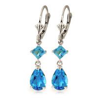 Blue Topaz Droplet Earrings 4.5ctw in 9ct White Gold