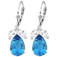 blue topaz and white drop earrings 130ctw in 9ct white gold