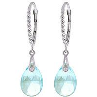 Blue Topaz Plait Stem Briolette Drop Earrings 6.0ctw in 9ct White Gold