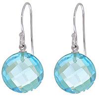 Blue Topaz Chequer Cut Drop Earrings 12.0ctw in 9ct White Gold