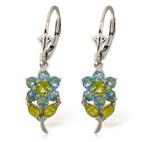 blue topaz and peridot flower petal drop earrings 212ctw in 9ct white  ...