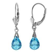 Blue Topaz Droplet Briolette Earrings 4.5ctw in 9ct White Gold