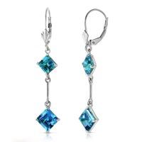 Blue Topaz Two Tier Drop Earrings 3.75ctw in 9ct White Gold