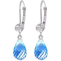 Blue Topaz and Diamond Illusion Drop Earrings 4.5ctw in 9ct White Gold