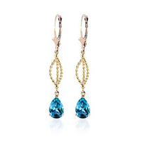 Blue Topaz Sceptre Drop Earrings 3.0ctw in 9ct Gold