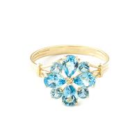 Blue Topaz Sunflower Cluster Ring 2.43ctw in 9ct Gold