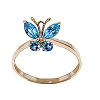 Blue Topaz Butterfly Ring 0.6ctw in 9ct Gold