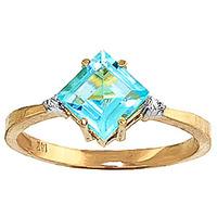 Blue Topaz and Diamond Ring 1.75ct in 9ct Gold