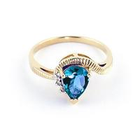 Blue Topaz and Diamond Belle Ring 1.5ct in 9ct Gold