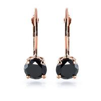 Black Diamond Boston Drop Earrings in 9ct Rose Gold