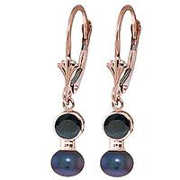 Black Pearl and Sapphire Drop Earrings 2.7ctw in 9ct Rose Gold