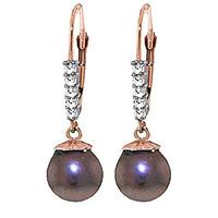 Black Pearl and Diamond Drop Earrings 4.0ctw in 9ct Rose Gold