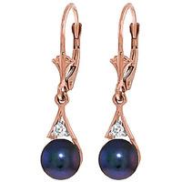 Black Pearl and Diamond Drop Earrings 4.0ctw in 9ct Rose Gold
