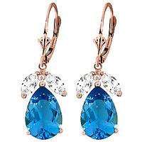 blue topaz and white drop earrings 130ctw in 9ct rose gold