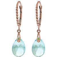 Blue Topaz Plait Stem Briolette Drop Earrings 6.0ctw in 9ct Rose Gold